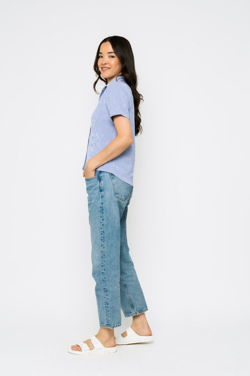 Nina-Roll Cuff Short Sleeve Shirt